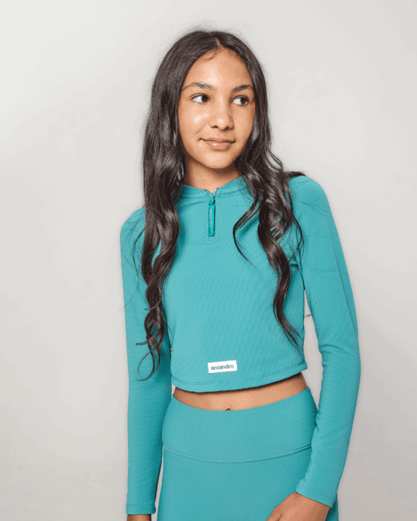 Ansandro Midnight Teal Long Sleeve Zip & Leggings - Image 3