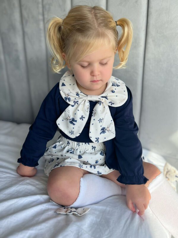 Little Ann's Bow Navy Skirt Set - Image 2