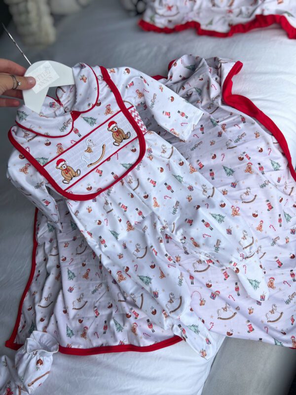 Little Ann's Boys Christmas Smocked Set