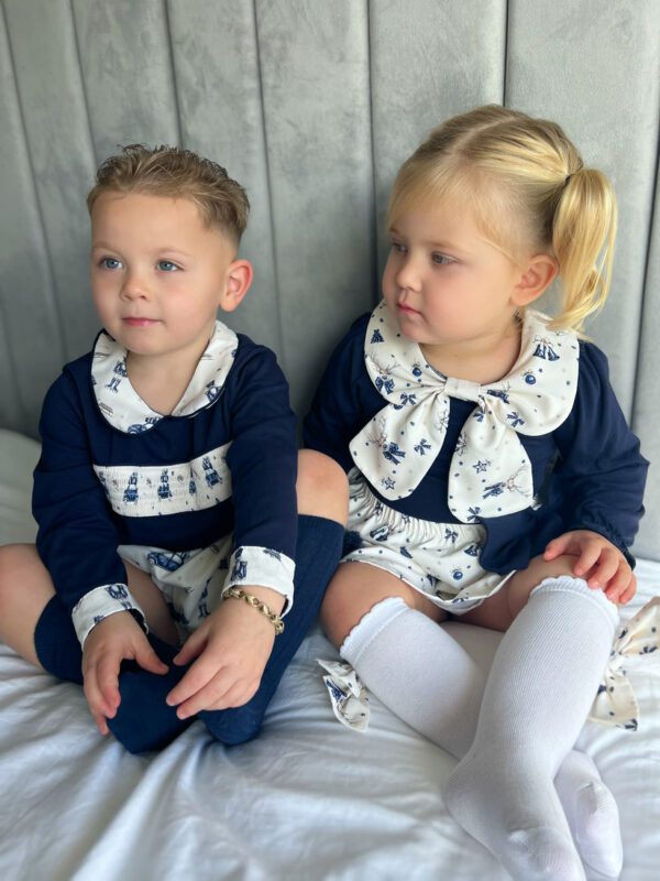Little Ann's Bow Navy Skirt Set - Image 4