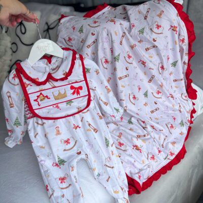 Little Ann's Girls Christmas Smocked Set