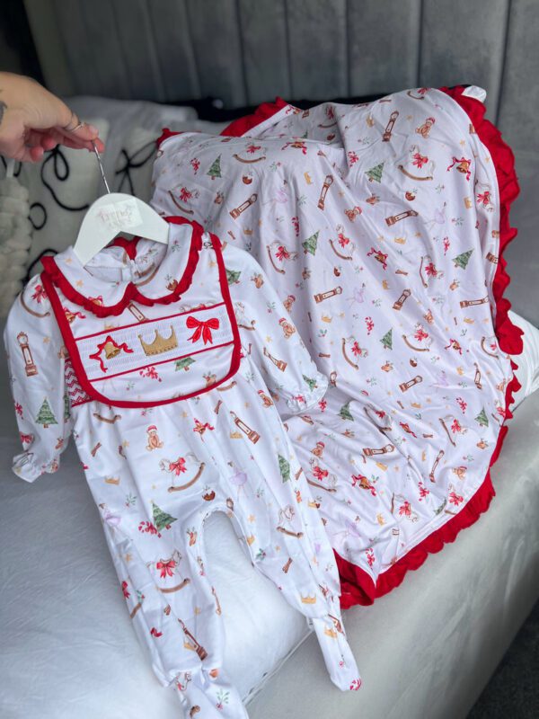 Little Ann's Girls Christmas Smocked Set