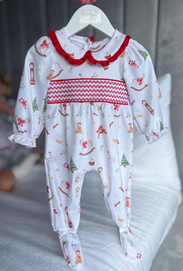 Little Ann's Girls Christmas Smocked Set - Image 3