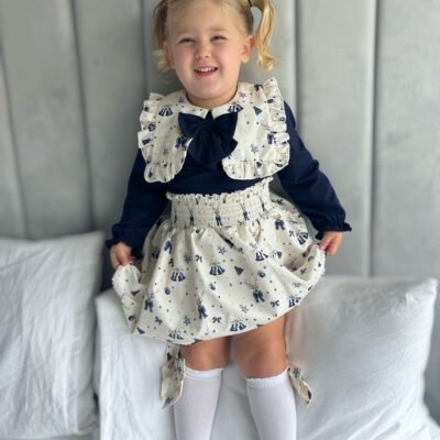 Little Ann's Smocked Navy Skirt Set