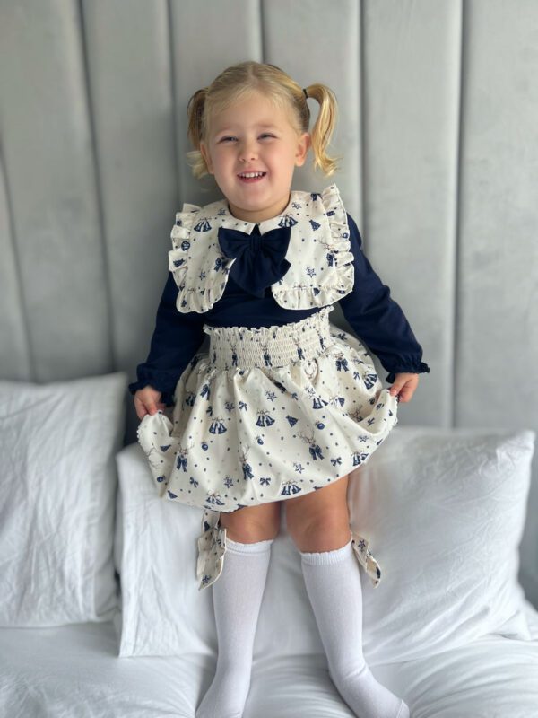 Little Ann's Smocked Navy Skirt Set