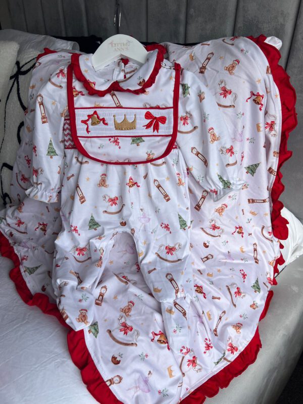 Little Ann's Girls Christmas Smocked Set - Image 7