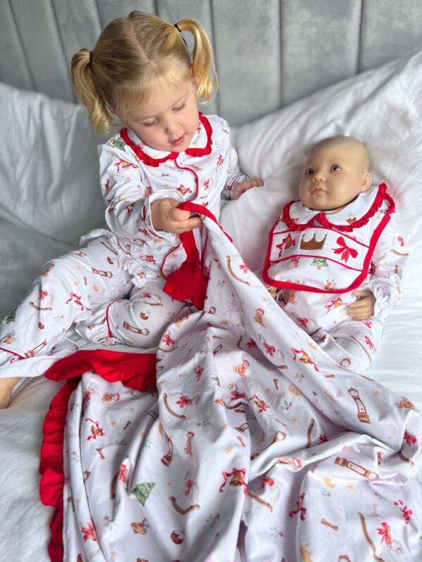 Little Ann's Girls Christmas Smocked Set - Image 6