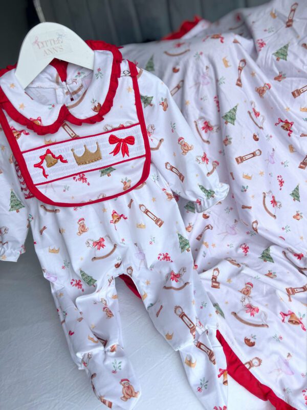 Little Ann's Girls Christmas Smocked Set - Image 2