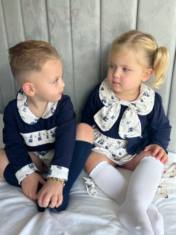 Little Ann's Bow Navy Skirt Set - Image 3
