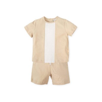 Tutto Piccolo Beige Shorts Set 2714