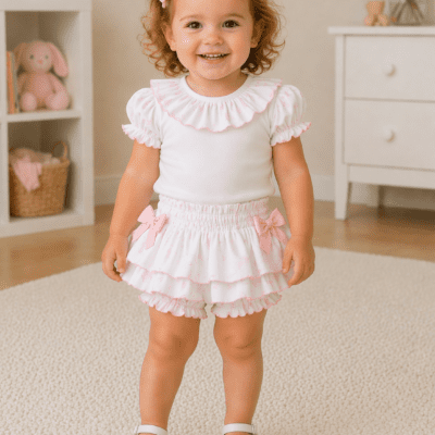 Little Angels Toile Pink Bloomer Set