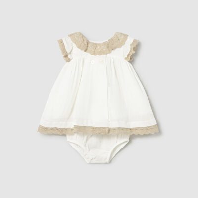 Mayoral Baby Cream Stripe Dress 1888
