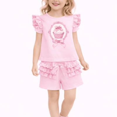 Giorgio Bambini Pink Cupcake Short Set