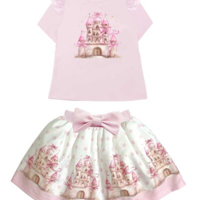 Giorgio Bambini Pink Castle Skirt Set