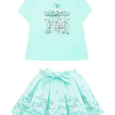 Giorgio Bambini Mint Carousel Skirt Set