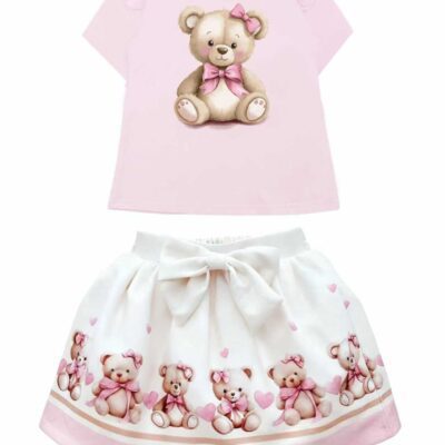 Giorgio Bambini Pink Teddy Skirt Set