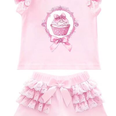 Giorgio Bambini Pink Cupcake Short Set