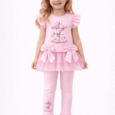 Giorgio Bambini Pink Carousel Legging Set