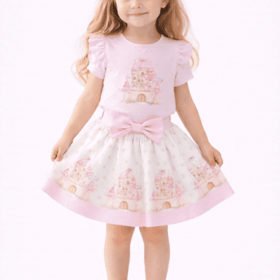 Giorgio Bambini Pink Castle Skirt Set