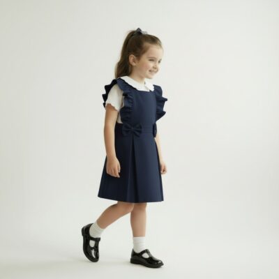 Love & Learn Ruffles Navy Pinafore