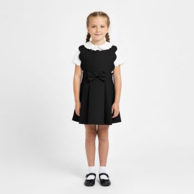 Love & Learn Scallops Black Pinafore