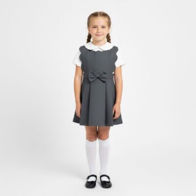 Love & Learn Scallops Grey Pinafore