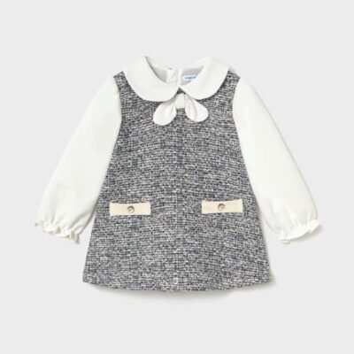 Mayoral Toddler Navy Tweed Dress 2947